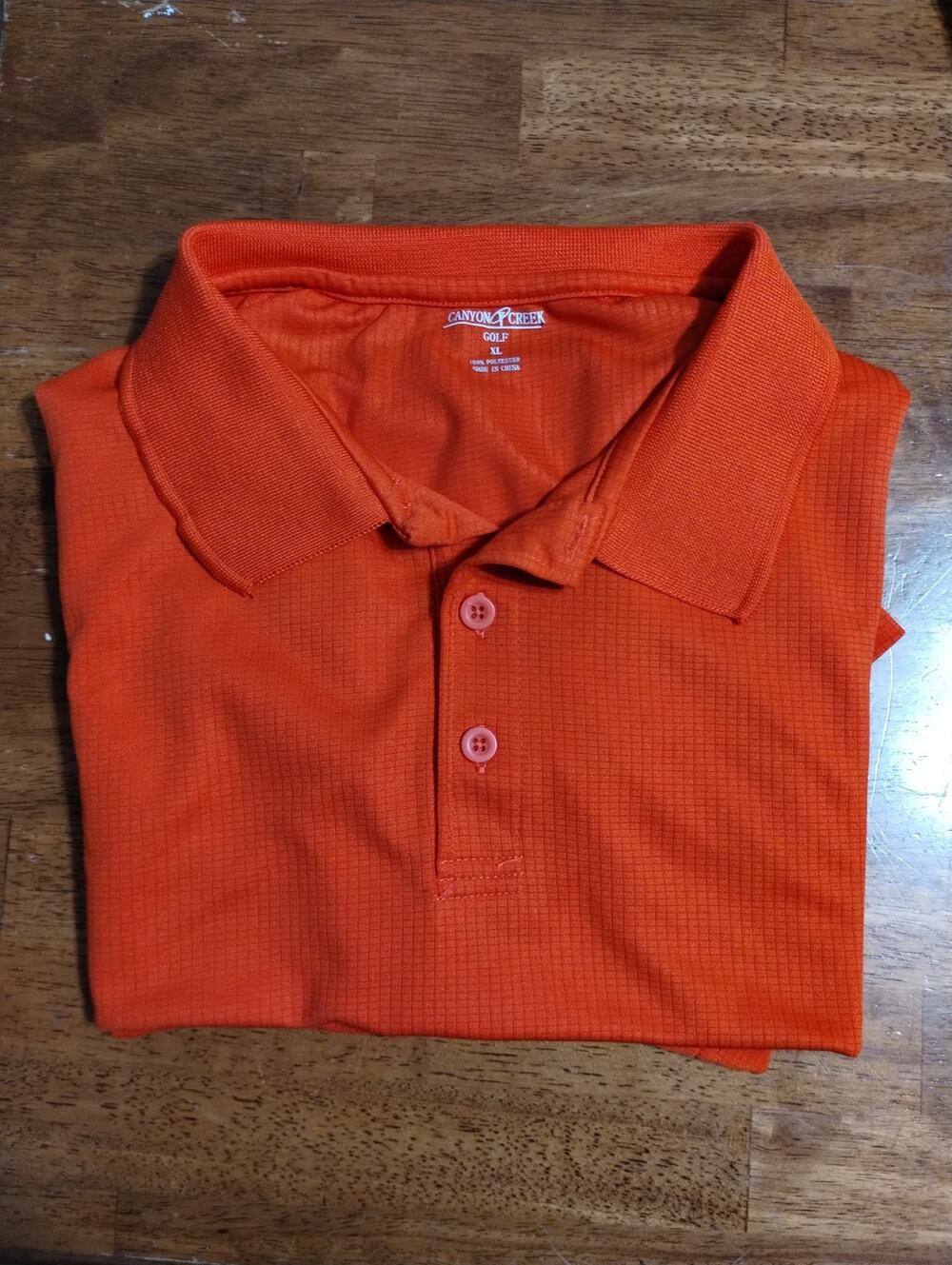 Canyon Creek Golf Polo Shirt Orange Micro Grid Textured Men's XL NWT Flawed